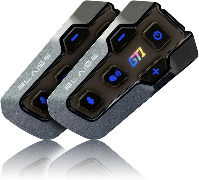 Logto Blasie GT1 Motorcycle Helmet Bluetooth Headset Intercom 2 Riders Music Share Helmet Communication System IPX6 Waterproof (Dual Pack-Black)