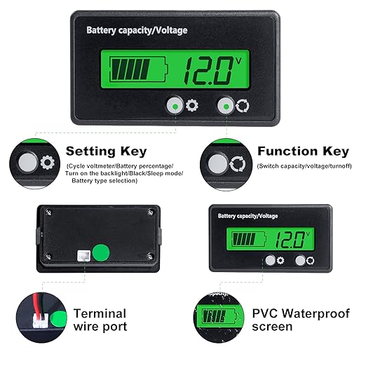 Battery Monitor with Bracket DC 12V 24V 36V 48V 60V 72V 84V Car Motorcycle Golf Cart Battery Voltage Meter Digital Capacity Indicator Gauge Voltmeter Testers for Acid & Lithium ion Ba-ttery