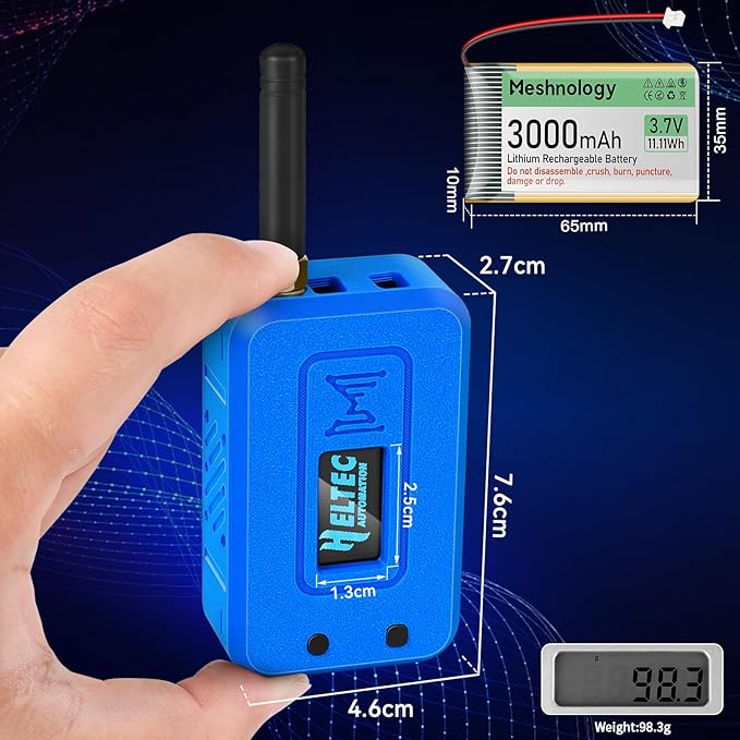Meshnology 2 Set ESP32 Lo Ra V3 Module Board with 915 MHz Antenna + 3000mAh Battery + Case - with WiFi Blue Tooth SX1262 CP2102 0.96” OLED Display Type C for Ar duino Mesh Tastic IOT (N35, Blue)