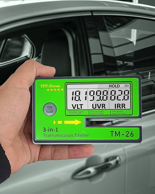 Digital Car Window Tint Meter TM-26 / Side Window Tint, Sun Control Film, VL/UV/IR Transmittance Detection, Tester Meter Gauge (with PU Case)