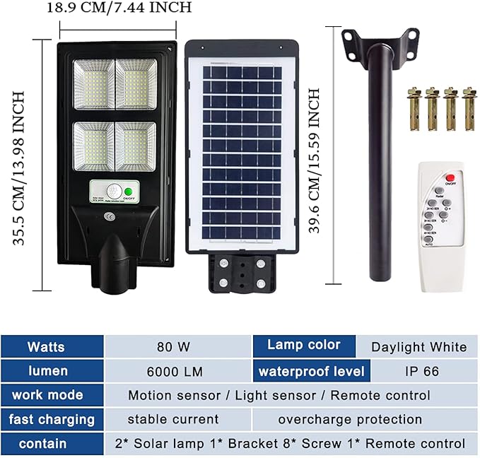 Lysed 10000LM Solar Lights Outdoor,6000K Dusk to Dawn Security Led Flood Light,Remote Control Solar Street Lights for Yard, Garden,Parking Lot