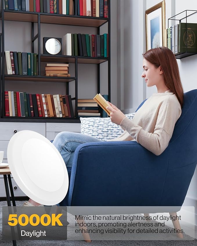 Sunco LED Disc Lights Ceiling 6 Inch, Flush Mount Disk Light, Recessed Can Lighting, 1050 LM, 15W (75W Equivalent), 5000K Daylight, Dimmable, Damp Rated ETL 4 Pack.
