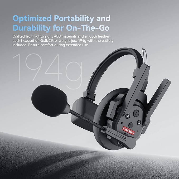 SYNCO XTALK XPro9 Wireless Intercom Headset System 2.4 GHz 1640FT/500M Long Distance Range Full Duplex for 9 Person Communication with Noise Cancellation for Live Show Stage Performance Movie Shoot