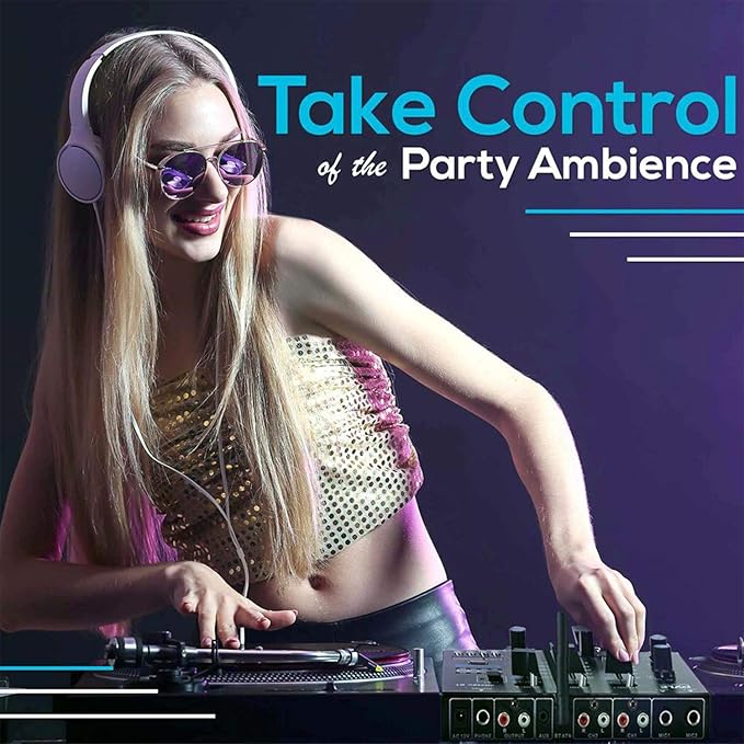 Pyle Wireless DJ Audio Mixer - 3 Channel Bluetooth Compatible DJ Controller Sound Mixer, Mic-Talkover, USB Reader, Dual RCA Phono/Line In, Microphone Input, Headphone Jack, Black - PMX8BU