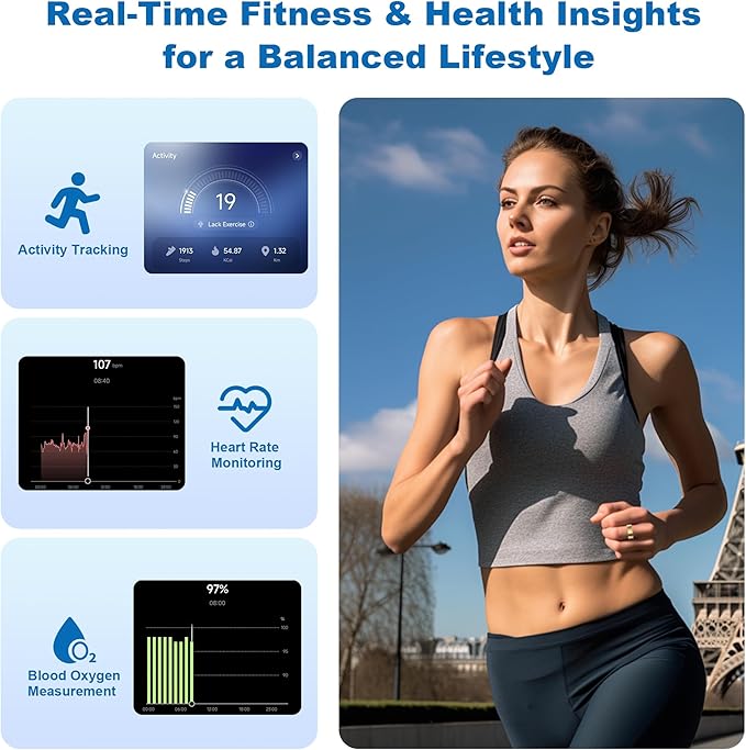 Smart Ring for Women Men, Valentine's Day Gifts, Minimalist Fitness Ring with Heart Rate, Stress, Sleep, Step, Calorie Tracking, 5ATM Waterproof for iPhone and Android,No Subscription (Rose Gold, 9)