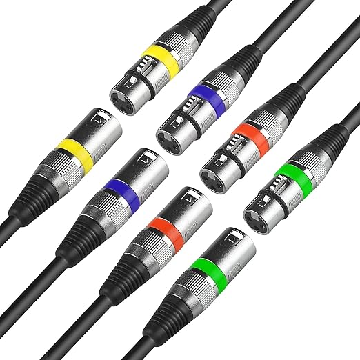 MAD OWL 4 Pack DMX Cables - 1.2m & 3ft XLR Male to Female, Short & Long Stage Light DMX Signal Connection