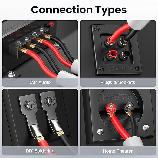 BAHIWOM Fire Safety CL2 Speaker Wire in-Wall & in-Ceiling 14 Gauge Wire 200 FT CCA Cord 2 Conductors Red Black Speaker Cable for Indoor Home Theater System,Car Audio Soft White Jacket