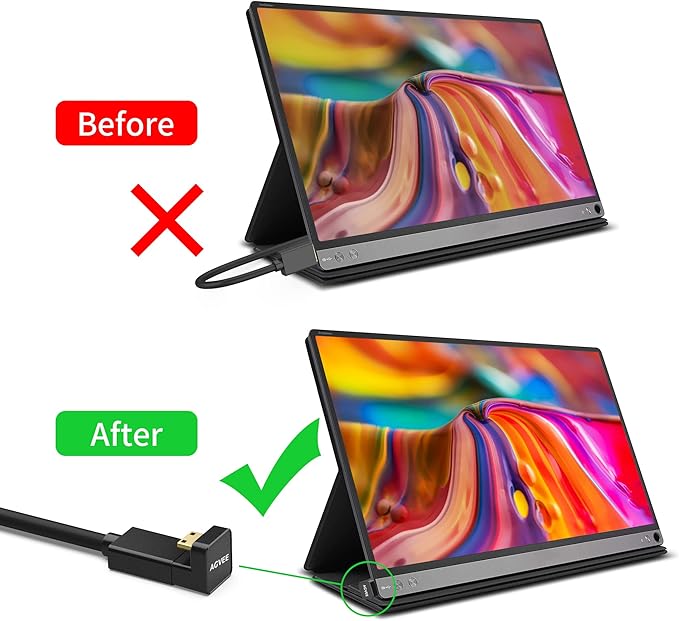 AGVEE 2 Pack (Short Side Inward) 180 Degree Angled Mini HDMI Male to HDMI Female Adapter, U-Shaped 4K@60HZ Converter Coupler Connector Extender for Portable Display Monitor Accessories, Black