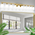 DIKAIDA Gold Bathroom Vanity Light,10-Light Brushed Gold Bathroom Light Fixtures with White Frosted Glass,64.5in Wall Lamp Sconces for Mirror Bedroom,Living Room Hallway,E26