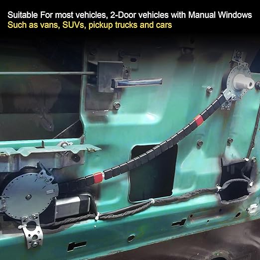 JDMSPEED New Universal Electric Power Window Lift Regulator Conversion Kit with Switches Wiring and Hardware for 2 Door Pickup SUV Truck Van Car
