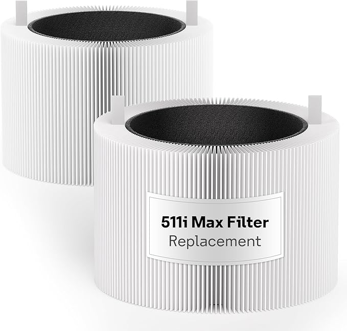 Leemone 511i Max Filter Replacement Compatible with BLUEAIR Blue Pure 511i Max Air Puri-fier, H13 True HEPA Filter and Activated Carbon Filtration System, Blue Pure F5MAX, 2 Pack