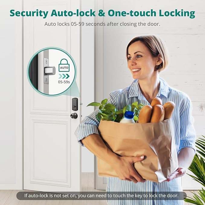 AkaGear DS10 Keyless Entry Door Lock with Door Knob, Fingerprint Door Lock, Electronic Keypad Deadbolt, Smart Door Lock, Smart Locks for Front Door, Auto-Lock - Oil Rubbed Bronze