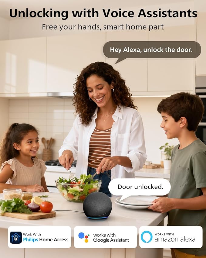 Philips WiFi Smart Keypad Deadbolt Lock, App Remote Control, No Hub Required, Support Alexa & Google Assistant, Keyless Entry Door Lock with Auto Lock, Digital Smart Locks for Front Door, Satin Nickel