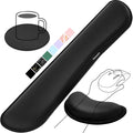 Gimars Upgrade Enlarge Silky and Superfine Fabric Gel Memory Foam Keyboard Wrist Rest Set, Ergonomic Keyboard Mouse Wrist Support for Typing Pain Relief, Comfort for Office, Gaming, Computer, Black