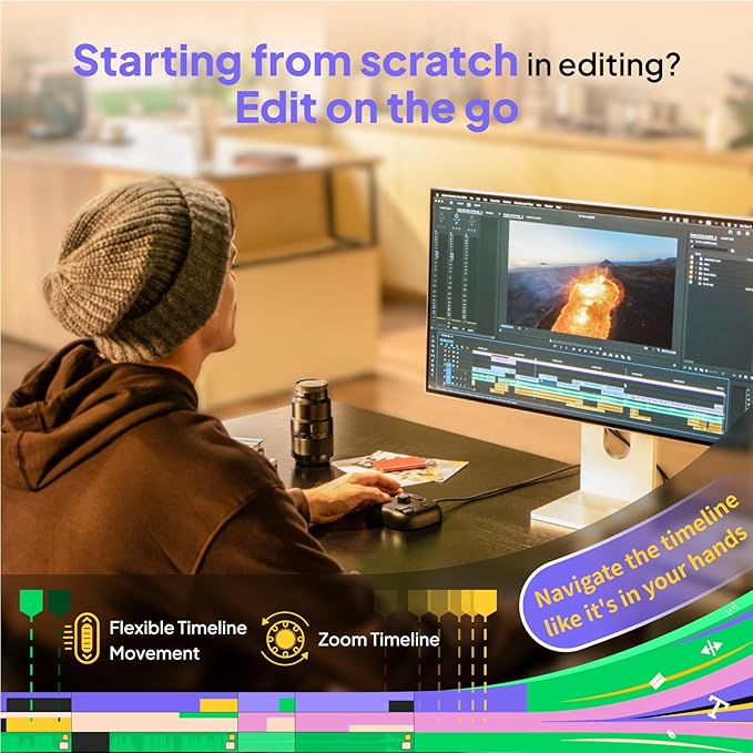 TourBox Lite - Editing Keyboard Compact, Artists Go-to Drawing Macro Keypad, Works with Clip Studio Paint & More, Creative Console Controller with Custom Software, Cable, Travel Bag - Wired Kit