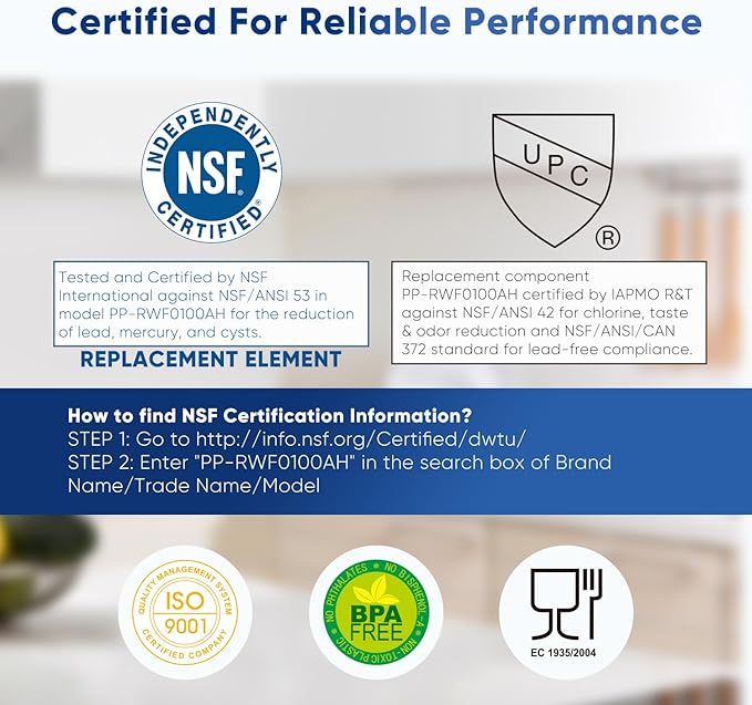 PUREPLUS PRO NSF/ANSI 53&42 Certified Refrigerator Water Filter Replacement for LG LT500P, ADQ72910901, GEN11042FR-08, Kenmore 9890, 469890, HDX FML-1, ADQ72910907 Refrigerator Water Filter, 2Pack