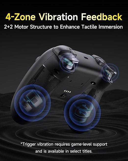 EasySMX X05Pro Wireless PC Controller – Quiet-Press Buttons, 2-Stage Impulse Triggers, 2 Programmable Buttons, Hall Joysticks, 1000mAh Battery, 1000Hz Polling Gaming Controller for PC/Switch/Android/iOS