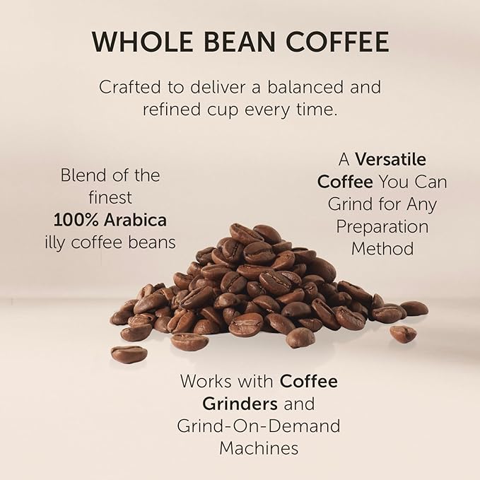 Illy Classico Whole Bean Coffee, Medium Roast, Classic Roast With Notes Of Caramel, Orange Blossom And Jasmine, 100% Arabica Coffee, No Preservatives, 8.8 Ounce Can (Pack Of 1)