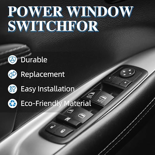 WUANGKI Power Window Door Master Control Switch | Front Driver Side | 3+0 Pins | Compatible with 2008-2009 Dodge Grand Caravan, 2008-2009 Chrysler Town, Country | OE# 4602535AE | Window Buttons