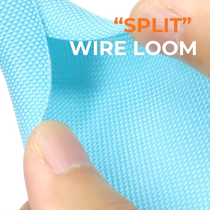 HOLED 5/16 inch Split Braided Cable Management Sleeve for USB Cable Power Cord Audio Video Cable, Wire Loom Cord Protector from Cat Dog Chewing (Sky Blue, 10FT)