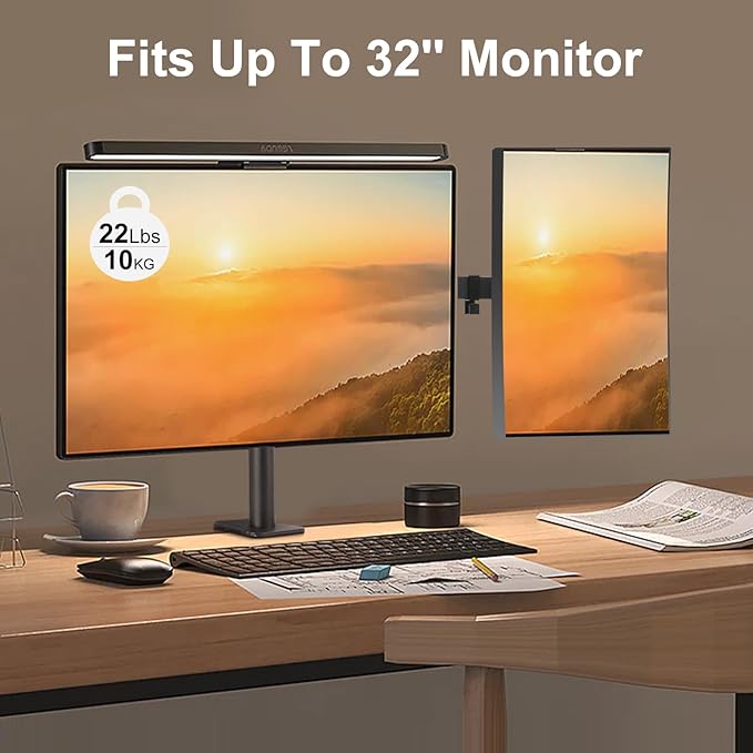 Dual Monitor Desk Mount Easily Set Up，Fully Adjustable Monitor Mount for 2 Monitors Up to 32 Inch,Heavy Duty Dual Monitor Stand Holds up to 22 LBS
