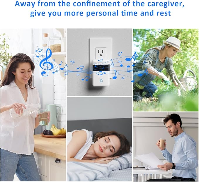 Caregiver Pager, Wireless Call Button for Seniors/Elderly at Home, 2 SOS Button + 2 Receiver Medical Life Alert System, Emergency Panic Call Bell, Help Alarm for Nurse Calling & Patient Assistance