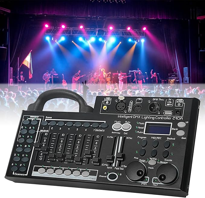 DMX Lighting Console, 240 Channels DMX 512 Controller for dj Lights, Equipped with USB Data Backup Function Black