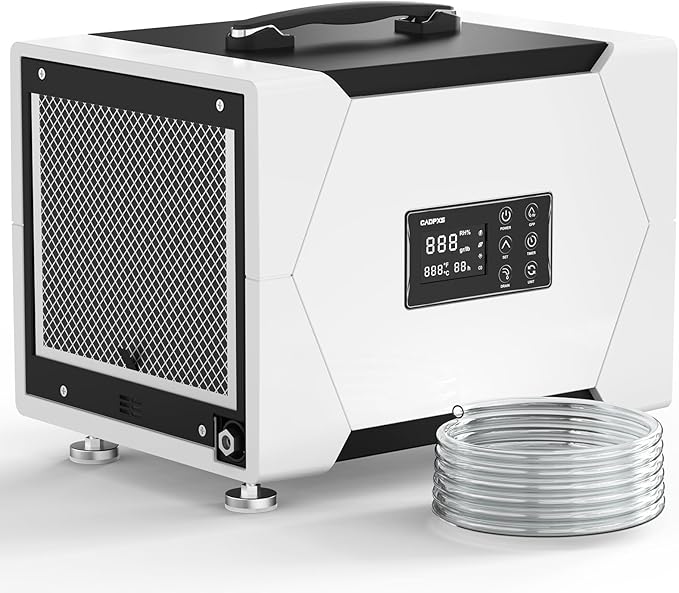 CADPXS Crawl Space Dehumidifier with Pump and Drain Hose, 80 Pint Crawlspace Dehumidifier for Commercial, Basement, Water Damage Use, Auto Defrost, Memory Start, cETL Certified, Up to 1000 Sq Ft