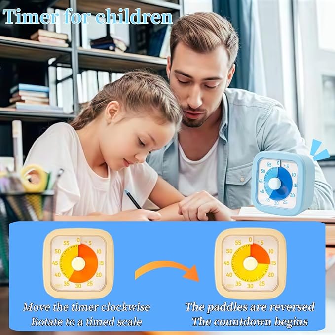 Visual Timer for Kids Timer Home - 60 Minute Kids Visual Timer for Classroom Home Office, Countdown Clock for Teaching Work Meeting, Pomodoro Timer for Time Management (Sky Blue)