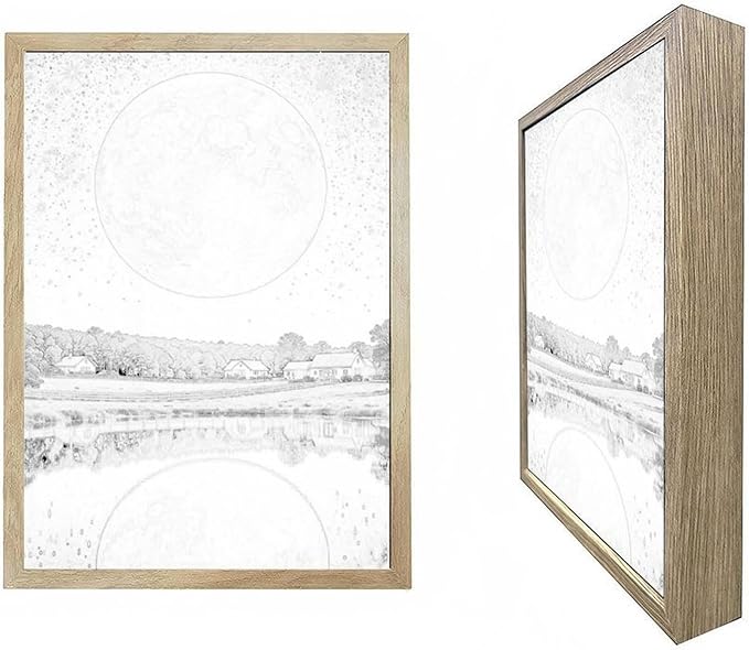 URVIP LED Glowing Photo Frame, 3D Starry-Sky Blue Moon Wall Art, 9x12 Inches Dimmable Light Up Light Painting for Bedroom, Unique Aesthetic Decor, Great Birthday Gift for Women Men