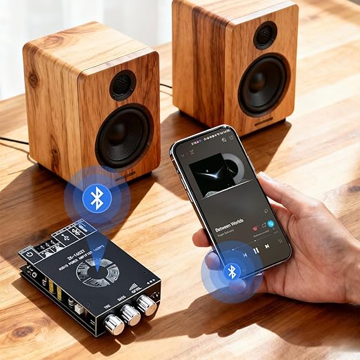 Hosyond ZK-1602T 2.0 Channel Bluetooth 5.0 Amplifier Board 160W+160W Stereo Audio Bluetooth Amp with Treble Bass Control for DIY Home Speakers
