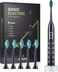 ZUAMEGU Sonic Electric Toothbrush for Adults - Deep Cleaning Teeth Whitening6 Replacement Brush Heads100-Day Battery5 Modes w/SensitiveIPX7 Waterproof (Color Options)