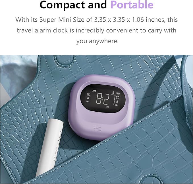 Mesqool Vibrating Alarm Clock for Heavy Sleepers, Rechargeable Battery Operated Bed Shaker Under Pillow, Cordless, Weekday/Weekend Dual Alarms, Travel Digital Clock for Hearing-impaired