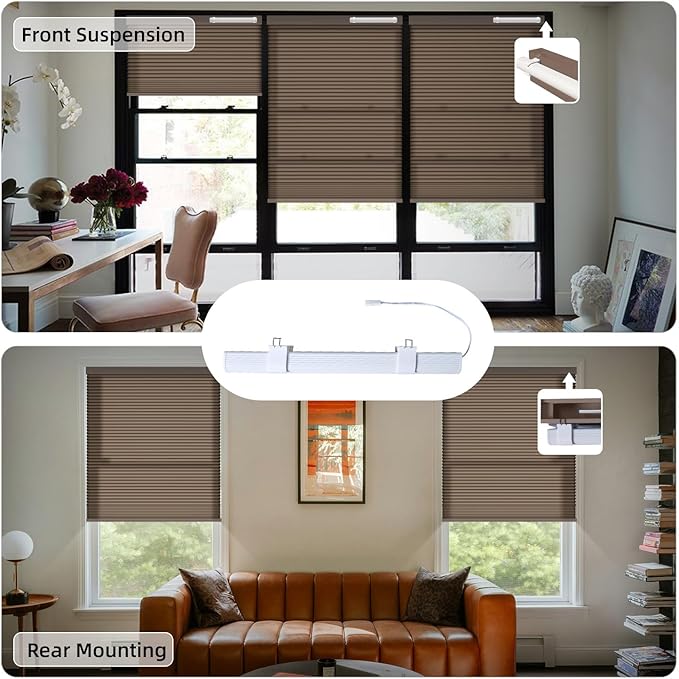SmartWings Motorized Cellular Shades, Honeycomb Blinds Compatible with Zigbee/Alexa/Z-Wave/Homekit, Wireless Remote Control for Smart Home and Office in Customized Size,70% Blackout Coffee Brown