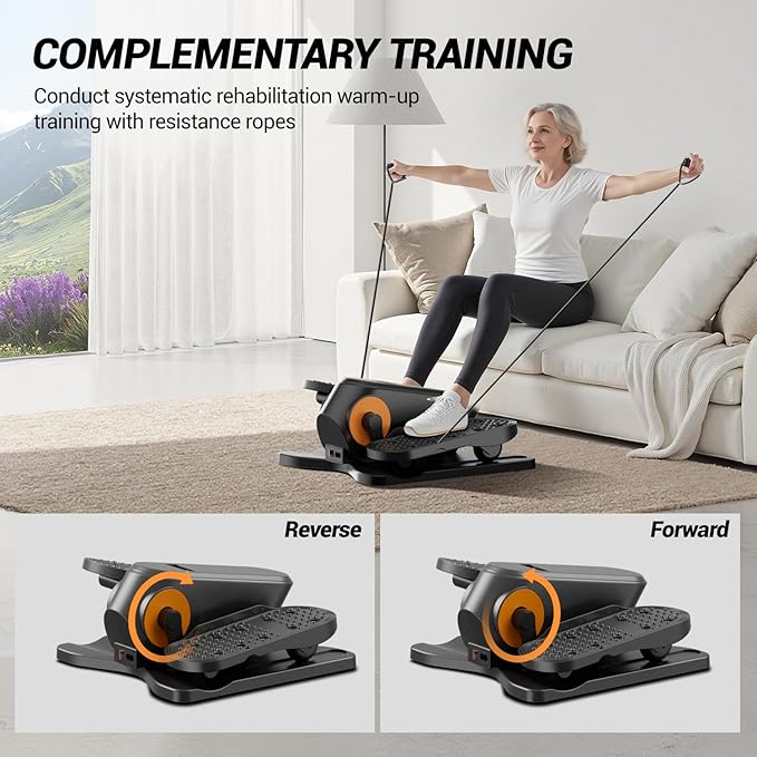 Under Desk Elliptical Machine, Electric Seated Pedal Exerciser, Min Leg Exerciser with Remoter, 12 Level Speeds, Forward & Reverse Direction, Manual & Auto Mode for Home Office