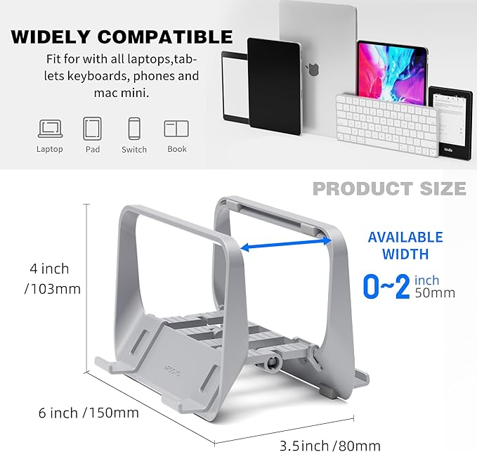 AFOOYO Mac Mini Stand, ABS Vertical Holder - Universal Fit for Mac Mini 2010-2024 M1 M2 M4 Pro, Compatible with Laptop & Mini PC (Gray)