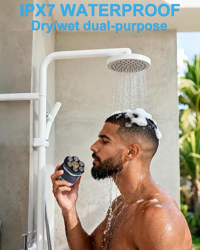 Clicar head shavers for bald men,Magnetic Detachable Head Shaver，Wet or Dry beard trimmer for men，7D IPX7 Waterproof razors for men，Type-C Digital display electric razor for men，Better gifts for men