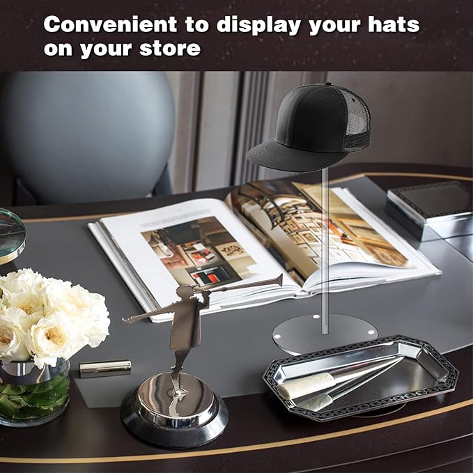 Hdkwby Acrylic Hat Display Stand 4 Pack- Thickened Base for Helmet, Wig - Multi-Use for Perfumery, Watch, Glass, Jewelry Collectibles - Home, Office, Retail, Salons, Hotels, Malls ( 11.8Inch Height)