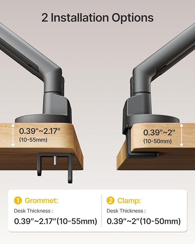 monTEK Dual Monitor Stand Mount with USB for Up to 35" Screens, Each Arm Holds Max 24.3lbs, Full Motion Adjustable Monitor Arm Desk Mount with C-Clamp/Grommet, VESA 75/100mm, Space Gray, MA1010UCDG-D