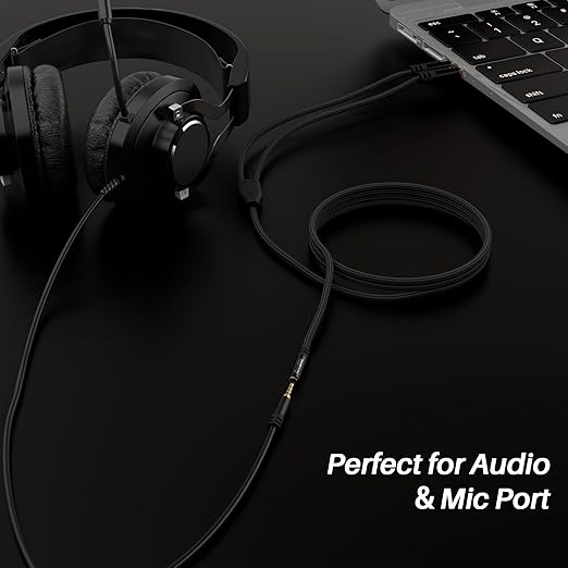 Kxable Headphone Splitter for Computer, 3.5mm Female to Dual 3.5mm Male Audio Splitter Cable, Stereo Jack Earphones Headset to PC Laptop Adapter, 1/8inch 2-in-1 Y Separator Aux Dongle Converters, 1FT
