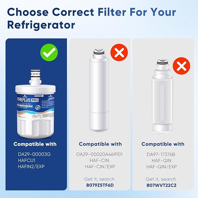 PUREPLUS PRO NSF/ANSI 53&42 Certified Refrigerator Water Filter Replacement for LG LT500P, ADQ72910901, GEN11042FR-08, Kenmore 9890, 469890, HDX FML-1, ADQ72910907 Refrigerator Water Filter, 2Pack
