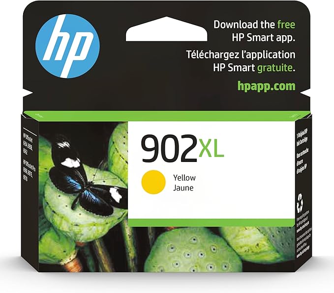 HP 902XL Yellow High-Yield Ink Cartridge | Works OfficeJet 6950, 6960 Series, OfficeJet Pro 6960, 6970 Series | Eligible for Instant Ink | T6M10AN