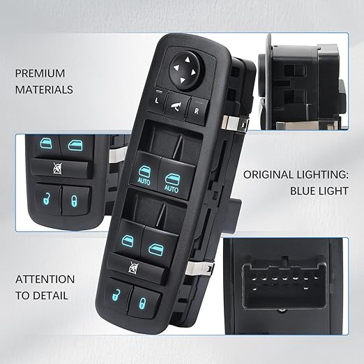WUANGKI Power Master Window Switch | Front Driver Side | 9+3 Pins | Compatible with 2012-2015 Dodge Grand Caravan, Chrysler Town, Country, Ram 1500 2500, 2015 Ram 3500 | Replace OE 68110867AB
