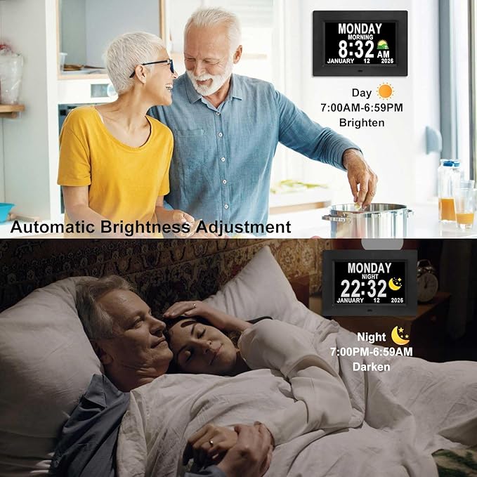 Jaihonda Dementia Clock for Seniors Digital Clock with Date and Time for Elderly-15 Alarms Level 5 Brightness Large Number Display Alzheimers Clock Calendar Day Clocks