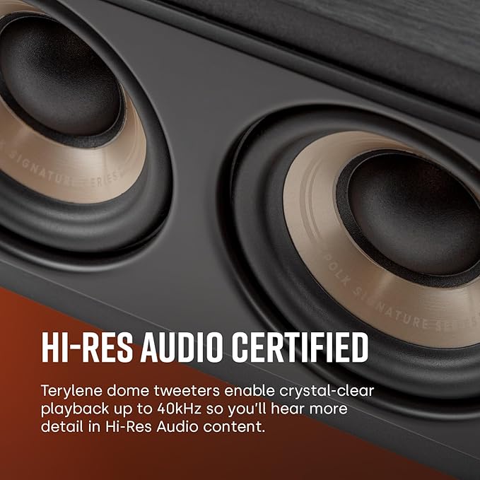 Polk Signature Elite ES35 Slim Center Channel Speaker - Hi-Res Audio Certified, Dolby Atmos & DTS:X Compatible, 1" Tweeter & (6) 3" Woofers, Dual Power Port for Effortless Bass, Elegant White-Washed