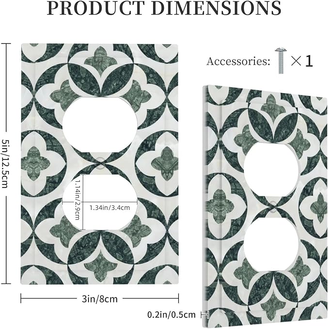 Bvtewkhz Green Luxury Modern Cubic Marble Cubic Marble Duplex Outlet Decorative Light Switch Covers Electrical Faceplate Switch Plates for Bathroom Kitchen Home