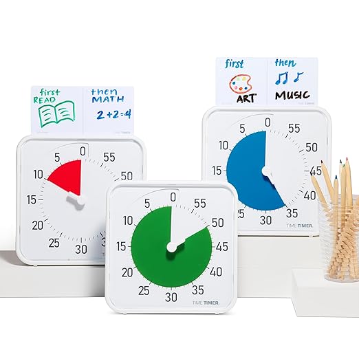 Time Timer Original 8" Visual Countdown Timer – Medium 60-Minute Classroom Visual Timer for Modern classrooms, Students & Adults – Helps with Focus, Sensory Needs, ADHD, Autism – (Red & White)