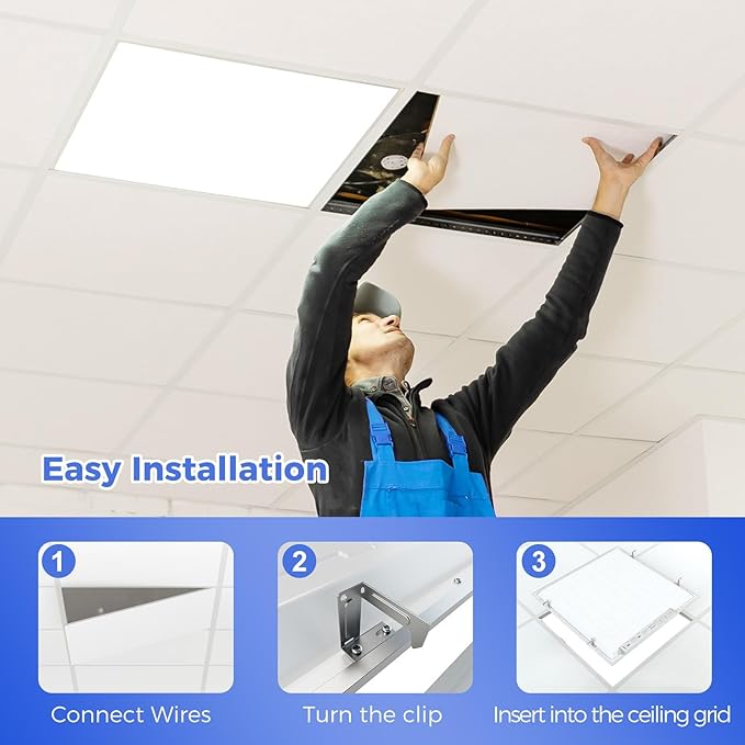 Aphyni 24 Pack 2x2 LED Flat Panel Light, Dimmable Office Kitchen Flush Mount Ceiling Light Panel,Bright 6500LM,Dimmable,Selectable Features, 3000K/4000K/5000K/5700K/6500K, 30W/35W/40W/45W/50W