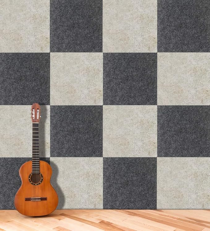 BXI Thickened Sound Absorbing Panels - 12 Pack 12 X 12 X 0.5 Inches Dense Acoustic Panels, Echo Noise Reducing Sound Panels, Tackable Studio Panels for Wall and Ceiling Acoustic Treatment
