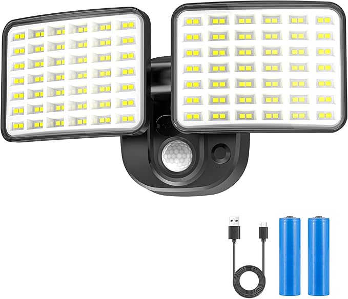 YTKIH Rechargeable Battery Motion Light, 2500LM & 4000LM Dual Modes Motion Sensor Security Lights, USB Charging Wireless Flood Light Battery Powered, LED Outdoor Lights for Garage,Yard,Porch,Shed